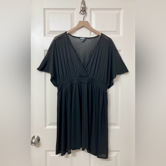 torrid Other - Torrid Women’s Sheer Black Mesh Smocked Waist Swimsuit Coverup Mini Sun Dress 3X